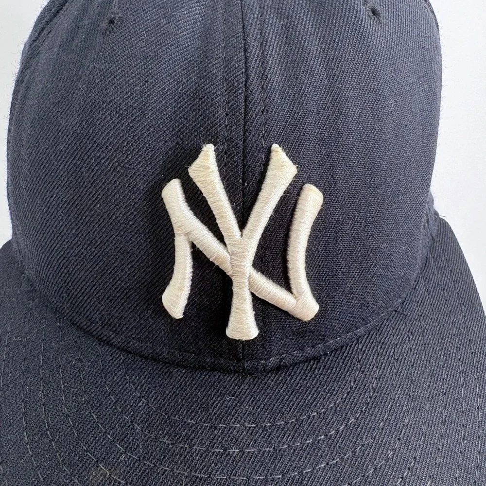 New Era Hat Navy New York Yankees Diamond Collection 100% Wool 6 7/8 Vintage 90s